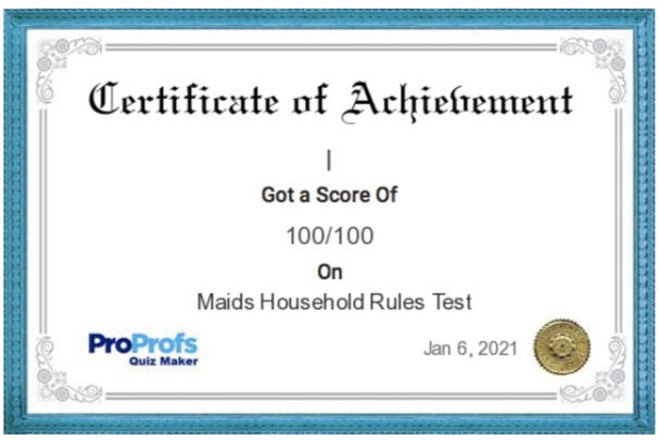 Proof of Maid skills